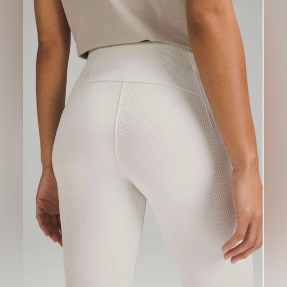Lululemon Ribbed Softstreme Zip Leg High Rise Cropped Pants 25" Bone Women’s 12 - Picture 4 of 16